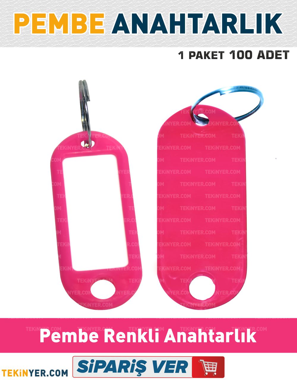 Pembe Plastik Anahtarlık
